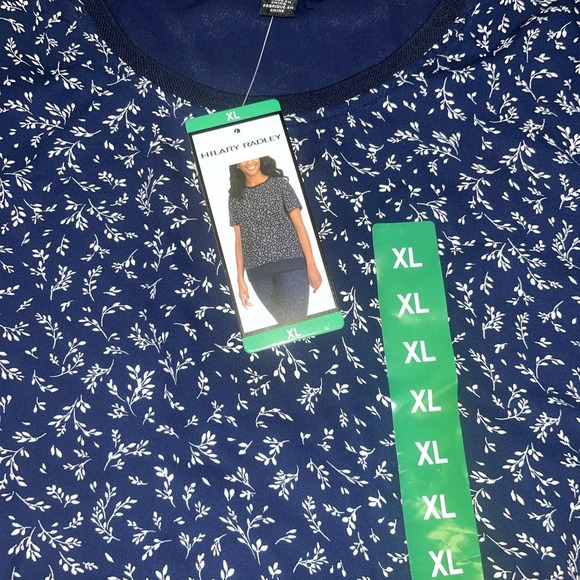 Hilary Radley Ladies' Short Sleeve Blouse | Navy Combo | L - Picture 2 of 2